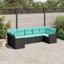 havesofasæt med 7 hynder sort polyrattan
