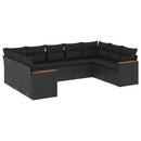 sofasæt til haven 9 dele med hynder polyrattan sort