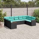 havesofasæt med 9 dele og hynder sort polyrattan