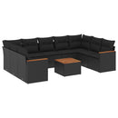 sofasæt til haven 10 dele med hynder polyrattan sort