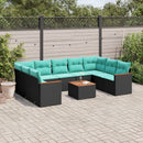 havesofasæt med 10 hynder sort polyrattan