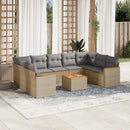 havesofasæt 10 dele med hynder polyrattan beige