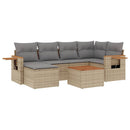 sofasæt til haven 7 dele med hynder polyrattan beige