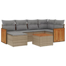 sofasæt til haven 7 dele med hynder polyrattan beige