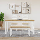 spisebordsbænk PANAMA 105x30x45 cm massivt fyrretræ hvid