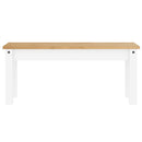 spisebordsbænk PANAMA 105x30x45 cm massivt fyrretræ hvid