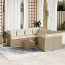 sofasæt til haven 9 dele med hynder polyrattan beige