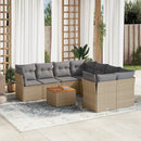 sofasæt til haven 9 dele med hynder polyrattan beige