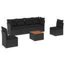 sofasæt til haven 7 dele med hynder polyrattan sort