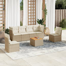 sofasæt til haven 7 dele med hynder polyrattan beige