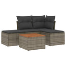sofasæt 5 dele med hynder polyrattan grå