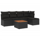 sofasæt til haven 6 dele med hynder polyrattan sort