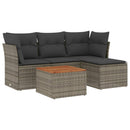 sofasæt 5 dele med hynder polyrattan grå