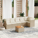 sofasæt til haven 7 dele med hynder polyrattan beige