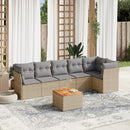 sofasæt til haven 7 dele med hynder polyrattan beige