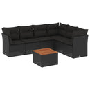 sofasæt til haven 7 dele med hynder polyrattan sort