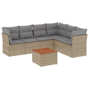sofasæt til haven 7 dele med hynder polyrattan beige