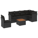 sofasæt til haven 7 dele med hynder polyrattan sort