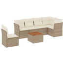 sofasæt til haven 7 dele med hynder polyrattan beige