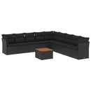 sofasæt til haven 10 dele med hynder polyrattan sort
