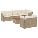 sofasæt til haven 9 dele med hynder polyrattan beige