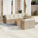 sofasæt til haven 9 dele med hynder polyrattan beige