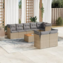 sofasæt til haven 9 dele med hynder polyrattan beige