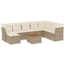 sofasæt til haven 9 dele med hynder polyrattan beige