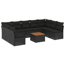 sofasæt til haven 10 dele med hynder polyrattan sort