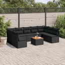 sofasæt til haven 10 dele med hynder polyrattan sort