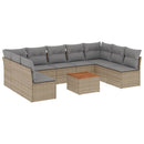 sofasæt til haven 10 dele med hynder polyrattan beige