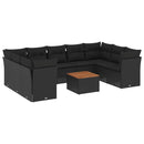 sofasæt til haven 10 dele med hynder polyrattan sort