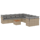 sofasæt til haven 11 dele med hynder polyrattan beige