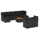 sofasæt til haven 10 dele med hynder polyrattan sort