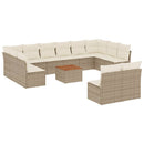 sofasæt til haven 13 dele med hynder polyrattan beige