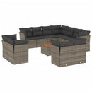 sofasæt til haven 12 dele med hynder polyrattan grå