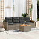 sofasæt 5 dele med hynder polyrattan grå