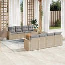 sofasæt til haven 9 dele med hynder polyrattan beige