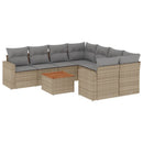 sofasæt til haven 9 dele med hynder polyrattan beige