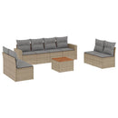 sofasæt til haven 9 dele med hynder polyrattan beige