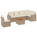 sofasæt til haven 7 dele med hynder polyrattan beige