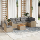 sofasæt til haven 7 dele med hynder polyrattan beige