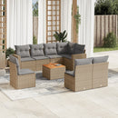 sofasæt til haven 9 dele med hynder polyrattan beige