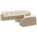 sofasæt til haven 9 dele med hynder polyrattan beige