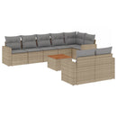 sofasæt til haven 9 dele med hynder polyrattan beige