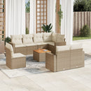 sofasæt til haven 9 dele med hynder polyrattan beige