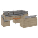 sofasæt til haven 9 dele med hynder polyrattan beige