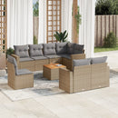 sofasæt til haven 9 dele med hynder polyrattan beige
