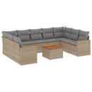 sofasæt til haven 10 dele med hynder polyrattan beige