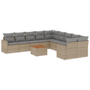 sofasæt til haven 11 dele med hynder polyrattan beige
